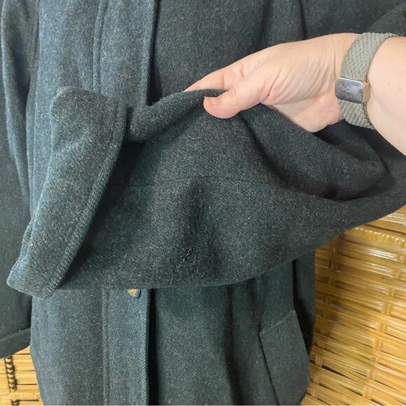 VTG Mackintosh Hunter Green 100% wool pea coat Jacket Button-Up double zip Sz 8 - Picture 8 of 14